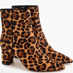 J.Crew Pointed-toe Sadie boots in leopard calf hair
